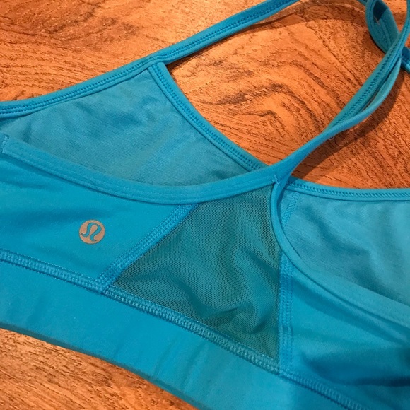 Turquoise Blue Luna Sorts Bra With Padding Size S Small With Mesh Back - Picture 3 of 3